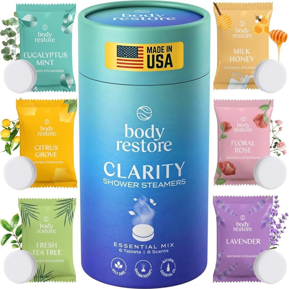 Body Restore Shower Steamers Aromatherapy 6 Pack - Birthday Gifts for Men, Women
